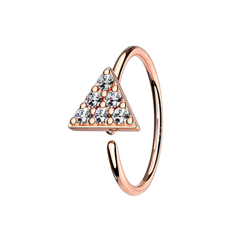 Micro Piercing Ring rosegold Dreieck mit Kristall