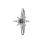 Micro Piercing Ring silber Seestern Kristall schwarz