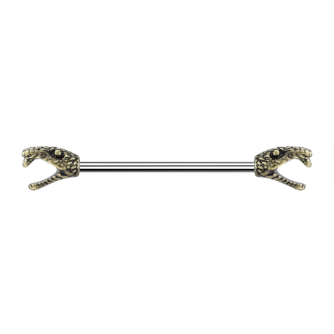 Barbell silver snake gold-plated