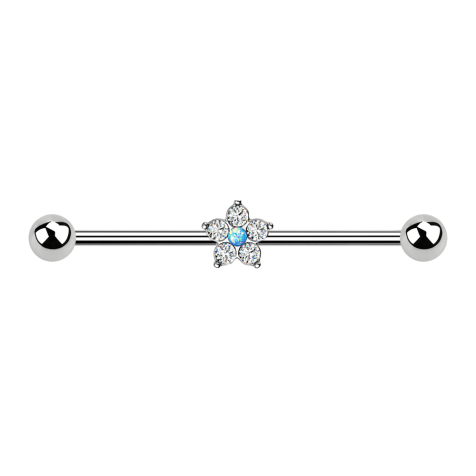 Barbell silber Kristallblume silber Opal blau