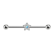 Barbell silber Kristallblume silber Opal blau