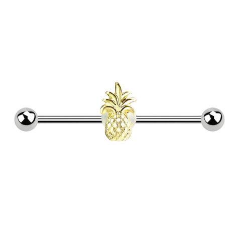 Barbell argent ananas doré