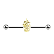 Barbell silver pineapple gold-plated
