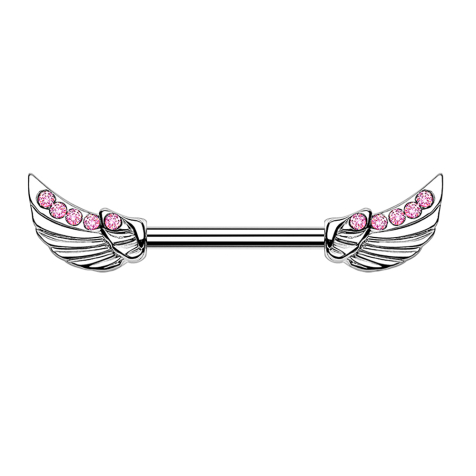 Barbell argento ali dangelo cristallo rosa