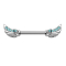 Barbell argent ailes dange cristal aqua