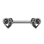 Barbell silver steampunk heart