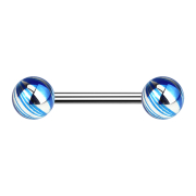 Barbell argent avec deux boules bleu...