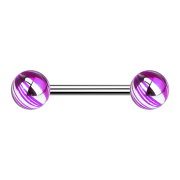 Barbell silber mit zwei Kugeln violett elektrisch...