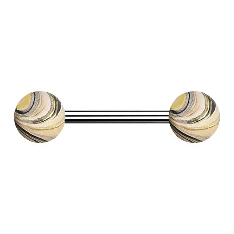 Barbell silver with two balls black and gold electrically coated