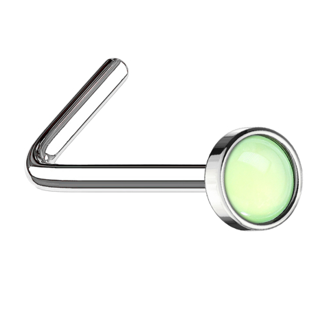 Punte da naso angolate in argento con pietra epossidica verde