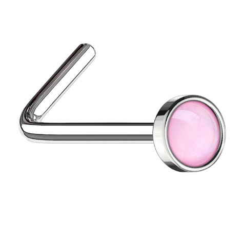 Punte da naso angolate in argento con pietra epossidica rosa