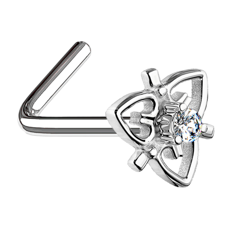 Borchia da naso angolata con cuore in filigrana dargento e cristallo