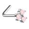 Nasenstecker gewinkelt silber dreiblatt Blume Opalite pink