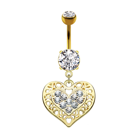 Banana placcata oro 14k con ciondolo tribale a forma di cuore e cristallo