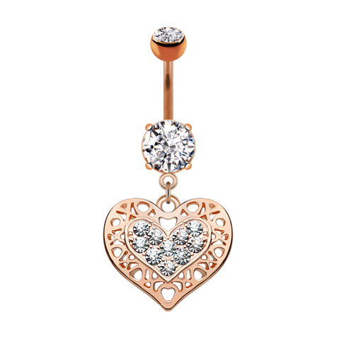 Banane rosegold mit Anhänger Tribal Herz und Kristall