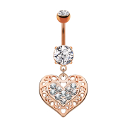 Banane or rose avec pendentif cœur tribal et cristal