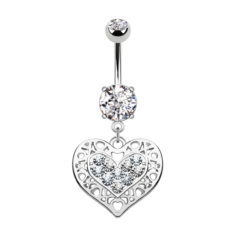 Banana silver with tribal heart pendant and crystal