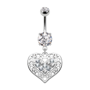 Banana silver with tribal heart pendant and crystal