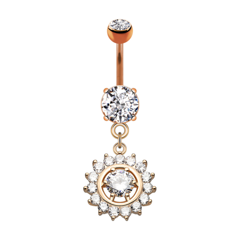 Banane rose doré avec pendentif couronne de cristal