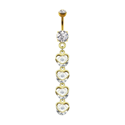 Banana 14k gold-plated with pendant four hearts with crystal