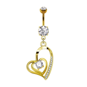 Banana 14k gold-plated with pendant heart twisted crystal...