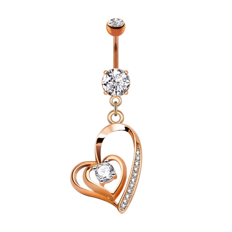 Banana rose gold with pendant heart twisted crystal silver