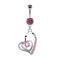 Banana silver with pendant heart twisted crystal pink