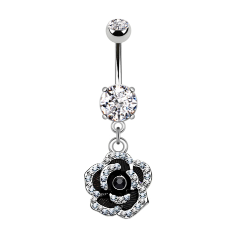 Banane argent avec pendentif cristal pétales