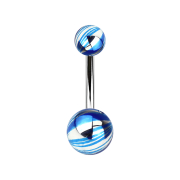 Banana silver with two balls blue electrically coated