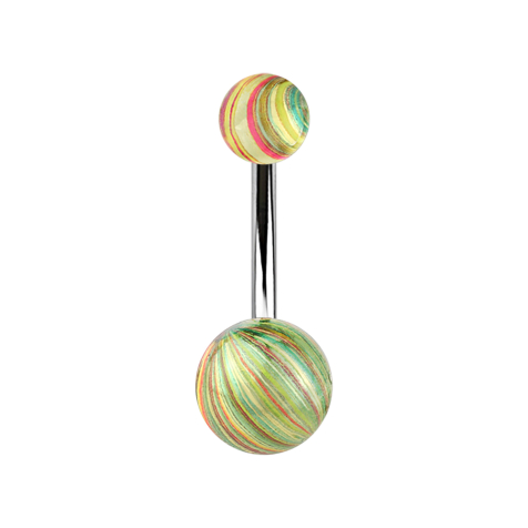 Banana silver with two balls green electrically coated