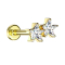 Micro labret internal thread 14k gold-plated double crystal star