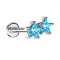 Micro labret internal thread silver double crystal star aqua