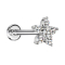Micro labret internal thread silver flower crystal silver