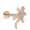 Micro labret internal thread rose gold lizard with crystals