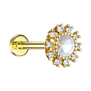 Micro Labret femelle 14k doré double cristal...
