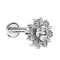 Micro labret internal thread silver heart flower with crystal