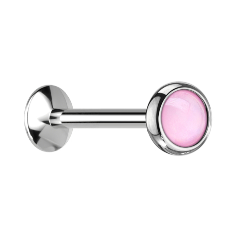 Micro UFO Labret internal thread silver with epoxy stone pink