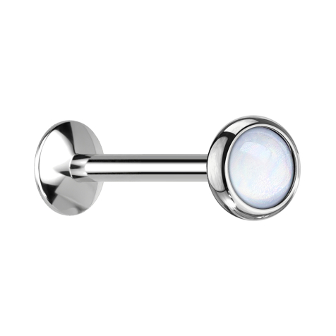 Micro UFO Labret internal thread silver with epoxy stone white
