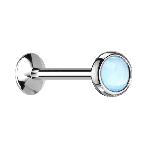 Micro UFO Labret femelle argenté avec pierre époxy bleue