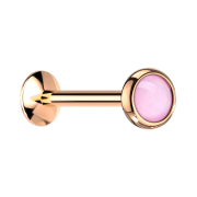 Micro UFO Labret Innengewinde rosegold mit Epoxidstein pink