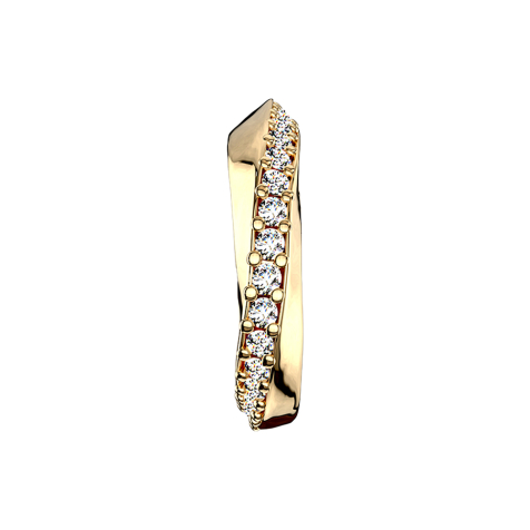 Micro piercing ring gold-plated semicircle twisted with crystals