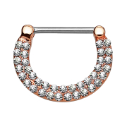 Barbell Clicker rosegold doppellinig mit Kristallen silber