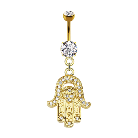 Banane 14k doré avec pendentif cristal Hamsa argenté