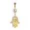 Banane 14k doré avec pendentif cristal Hamsa argenté