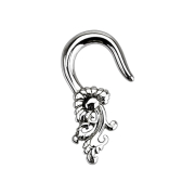 Ear weight hook silver tribal flower