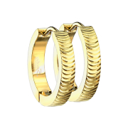 Folding earring, gold-plated, grooved