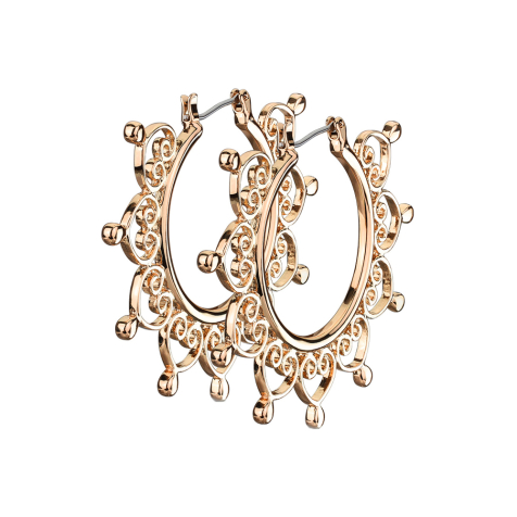 Earring rose gold filigree hearts
