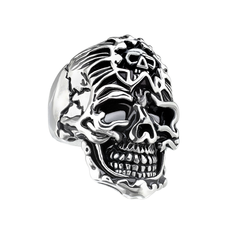 Ring silber Schädel mit Schädel Bandana
