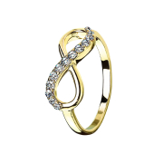 Ring vergoldet Unendlich mit Kristall