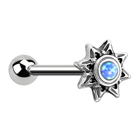 Micro Barbell argent soleil avec opale bleue